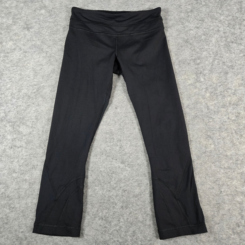 Lululemon Womens Black Run Inspire Crop Athletic Leggings Size 4 (READ)